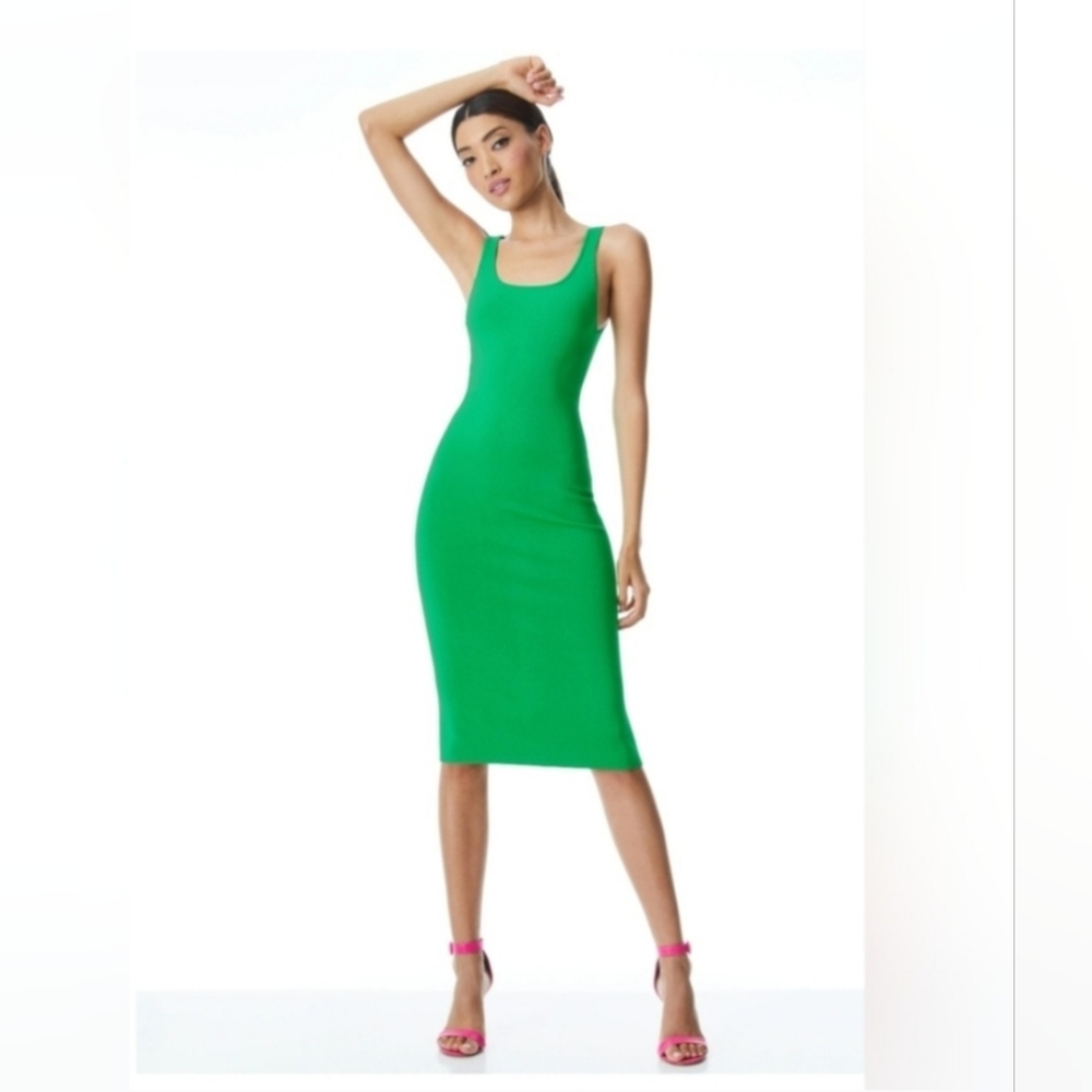alice + olivia darian green midi dress Size Meduim - Picture 7 of 16